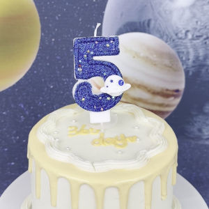 Planet Theme Spaceships 0-9 DIY Number Candles Dark Blue Birthday Candles Outer Space Themed Party Cake Decoration