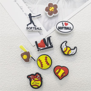 9PCS PVC Softball Sports Theme Shoe Charms Accessories Funny Clogs Shoe Buckles DIY Decorations Removable Shoe Clips Ornaments