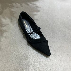 Interior Elevator Vintage Suede Pointed Toe Mary Jane Shoes