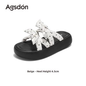Agsdon | Thick Sole Women Slippers Black Polka Dot