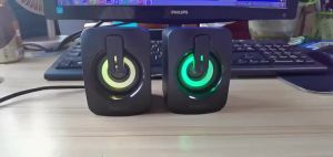 For Desktop Computer Laptops Home Audio USB Wired Bluetooth Speaker Musical Music Sound Box Stereo Speaker With Atmosphere Light