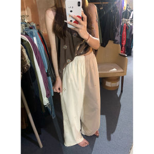 Korean Style Lace Crochet Cutout Casual Pants