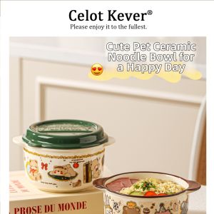 Cute Microwavable Ceramic Bowl for Students