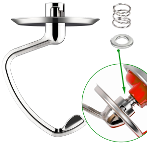 Stainless Steel Dough Hook With Spring&Washer for Kitchenaid 4.5-5 Quart Tilt-Head Stand Mixers Dishwasher Safe
