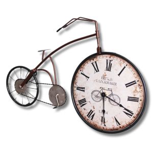VIEZO Bicycle Wall Clock Vintage Decor Retro Bike Design Clock with Roman Numerals Large Rustic Metal Art Timepiece for Living Room Kitchen Home Decor Antique Steampunk Bicycle Clock bicycle lover gift idea interior design
