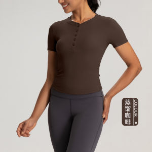 Slimming Effect Yoga Fitness Long Sleeve Womens Henry Shirt Sports Casual Pilates Top Moisture Wicking Super Elastic Ultra Light