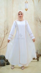 [ AYESHA ] Gamis Putih Wanita Abaya Putih Turki Arab Turkey Dress Wanita Muslim Terbaru
