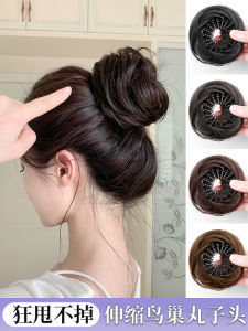 Natural Looking Hair Bun Wig with Comb Extendable Flower Bud Hair Styling Tool Fluffy Top Hair Piece Heat Silk Hair F26-2-Yan