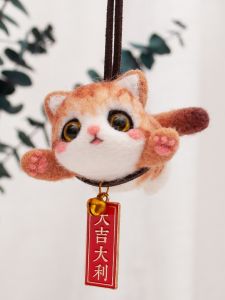 กระดาษแกะสีน้ำตาล DIY ทำมือ รูปแมว สีเหลือง สไตล์ชิงฉันท์ ของขวัญตกแต่งต้นไม้ เครื่องประดับ ของเล่นผ้าฝ้าย