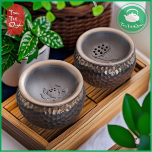 Hũ đổ bả trà gốm có máng lọc  Dụng cụ bàn trà