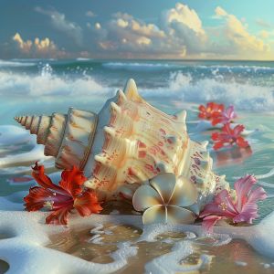 Kayou | Jigsaw Puzzle 500/1024 Pieces Beach Conch Pattern Paper Puzzles Adult Present Portable Box for Family Games Educational Toys