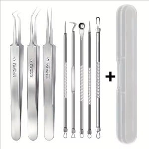 Dorisna 3/5/8Pcs Blackhead Remover Kit Stainless Steel Pore Acne Extraction Tools Professional Pimple Removal Set