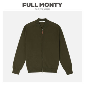 Baseball Collar Zipper Wool Knit Sweater
