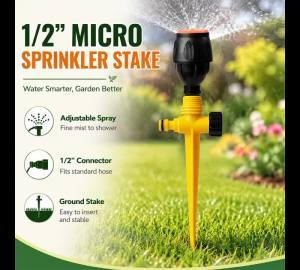 Garden Sprinkler Head with Ground Spike Base Automatic Rotating Sprinkler 360 Degree Garden Watering Nozzle Gardening Irrigation