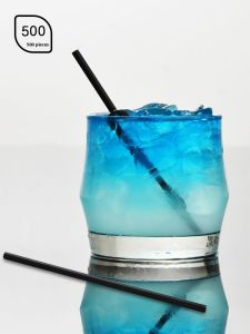 Black 4mm Thin Straight Plastic Straw Disposable Bar Cocktail Decoration Small Juice Drinkware Food Grade Plastic Made in China
