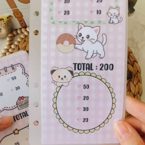 Cute Cat Saving Challenge Envelope Set | A6 Designs | Total Save $1210 | Cash Envelope System | Size 9.5 x 17.5 cm