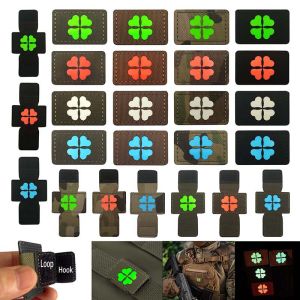 Four Leaf CloverLucky Clover Emblem Luminous Patch MOLLE Compatible Hook and LoopTactical Gear Backpack Badge Glow in Dark