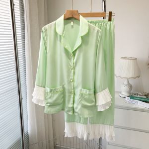 Temperamental Minority Long Sleeves Pajamas Womens Spring & Fall Fancy Internet Celebrity Homewear Suit Summer Ice Silk Light Sweet Beauty