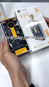 Sạc Dự Phòng Sạc Nhanh PD 22.5W  Thiết Kế Trong Suốt Kết Hợp 10 Đèn Led  Tích Hợp 4 Dây Sạc