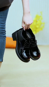 Guard security Office Formal Work Black glossy shoes Block Heels Shoes for women SIZE 35-41