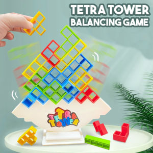 Tetra Tower Russian Building Blocks Balance Game Mainan Family Tetris Tumbling Tower 16 Pcs Menara Imbangan Stack Attack