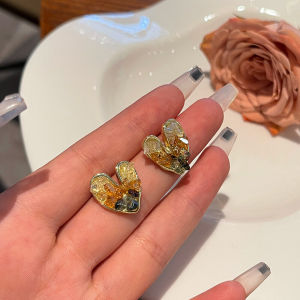 Hoa Tai Pha Lê Trái Tim Bạc S925 Cho Nữ Thiết Kế Độc Đáo Phụ Kiện Thời Trang Màu Sắc Đính Đá Rhinestone Trang Sức Tai Hợp Kim