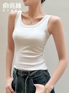 เสื้อกั๊กสายเดี่ยวผู้หญิง ฤดูร้อน ปี 2025 สายกว้าง แขนกุด ชั้นใน ใส่ด้านนอก เสื้อชั้นในแบบมีโครง ทรงเข้ารูป ผ้าฝ้ายผสมโพลีเอสเตอร์