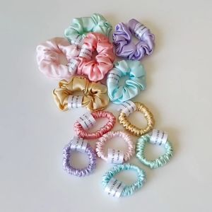 100% Natural Mulberry Silk Scrunchies For Hair Care Mini Combo 1cm 2cm Collection for Kids Gift Ideas Hair Accessories