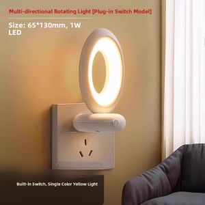 Rotating Night Light Plug-In Soft Light Bedroom Socket with Switch Bedside Baby Feeding Nursing Sleep Desk Lamp Remote Control
