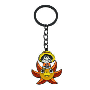 Bandai | Anime One Piece Keychain Luffy Ace Devil Fruit Thousand Sunny Metal Pendant Key Chain Figure Model Kids Toys Gift