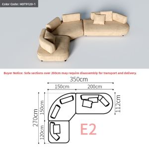YIZUO | Zen Cream Style Arc Shaped Corner Fabric Sofa