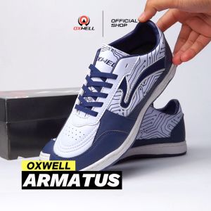 Oxwell Armatus - Sepatu Futsal Pria Dewasa Stylish Lokal Brand Berkualitas Warna Putih Navy