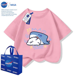 NASA Collaborative Cute Cartoon Short Sleeve T-Shirt for Children Summer Outdoor Wear Cotton round Neck Normal Fit Kids Clothes