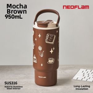Neoflam | Stylish Large Capacity Insulated Cup with Handle and Straw