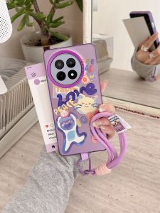 OnePlus Ace5Pro Phone Case Purple Cute Cartoon Design with Lanyard Protection Lightweight Hard Shell for Oneplus 12 11 Ace2 Ace3V
