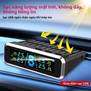 Màn Hình LCD Kỹ Thuật Số Hệ Thống Giám Sát Áp Suất Lốp Ô Tô Với 4 Cảm Biến Bên Ngoài Báo Động An Ninh Tự Động 0-6.0Bar TPMS USB/Tương Thích Năng Lượng Mặt Trời