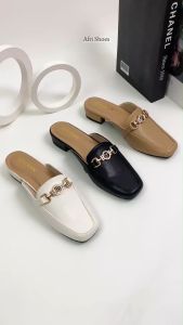 Afrishoes Leiysa Mules Sandal Slop Wanita Kekinian Hak Tahu 3cm