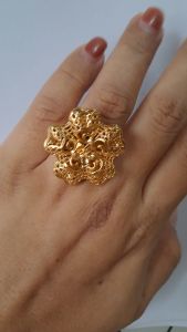 Cincin Wanita Bunga Kendari Kamboja Titanium 24 K (Emas)