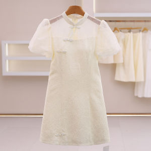 Hotfix and Clasp Design See-Through Lace Fitted Summer Dress