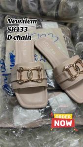 ✨TTFS✨ Women D Chain Flat Sandals Elegant Selipar Wanita Rantai Elegan SK133
