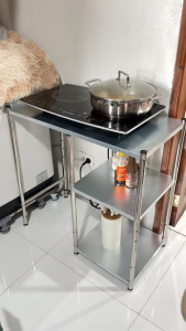 BMZAR Adjustable Kitchen Storage Rack Galvanized Heavy Duty Multi Layer Kitchen Organizer Gas Tank Rack Microwave Oven Shelf Stove Rack Space Saving