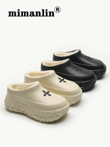 Giày Cotton Đế Cao Su Lót Lông Cừu Mùa Đông Chống Trượt Thời Trang Nữ Giày Đế Cao Gót Cotton Đế Xuồng Phong Cách Đường Phố Thường Ngày