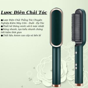 (Giá tốt) Lược điện chải tóc tạo kiểu uốn thẳng 3in1 đa năng cao cấp dành cho salon nhiều mức nhiệt nóng nhanh mẫu mới bản đặc biệt