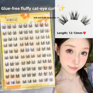 MENGJIESHANGPIN | Fluffy Cat Eye False Eyelashes Natural Looking No Glue Required Easy To Use Waterproof Sweatproof Dense Curly Upper Lashes