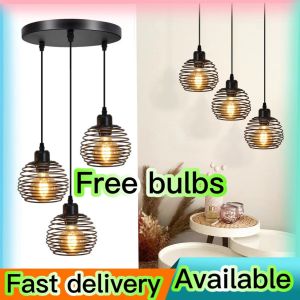 [FREE LED BULBS]NEW Industrial Modern Elastic Pendant Light with Free BulbChandelier for Living Room Dinning Room Indoor Hanging