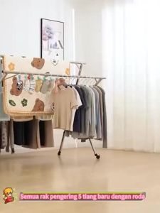 Foldable/Extendable Stainless Steel Cloth Clothes Hanger  Clothing Drying Rack  Rak Penyidai Baju  Laundry Rack