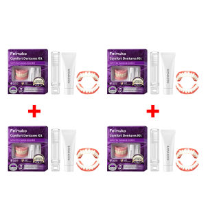 Comfort Dentures Kit Upper & Lower Dentures False Teeth Set with Toothpaste Toothbrush Confidence Smile Oral Care for Men Women