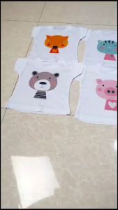 Kaos Katun Bayi Motif Binatang S/M/L/XL - Set 6 Pcs - Putih