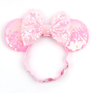 2025 Disney 3.3\" Minnie Mickey Ear Elastic Headbands Newborn Fashion Glitter Adjusted Hairband Baby DIY Hair Accessories