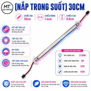 Thanh LED 220V Dùng Điện Trực Tiếp 30cm 50cm 100cm Đèn LED Tủ Bếp Tủ Quần Áo Kệ Trưng Bày Ánh Sáng Trắng 6500K